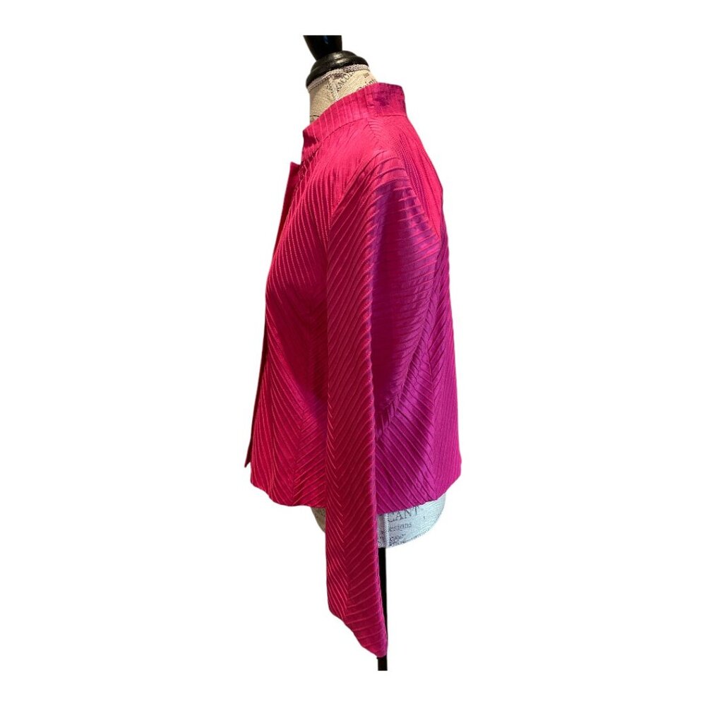 Silk Club Collection 100% Silk Hot Pink/Fuchsia Jacket Blazer Women's Sz M - Picture 2 of 7